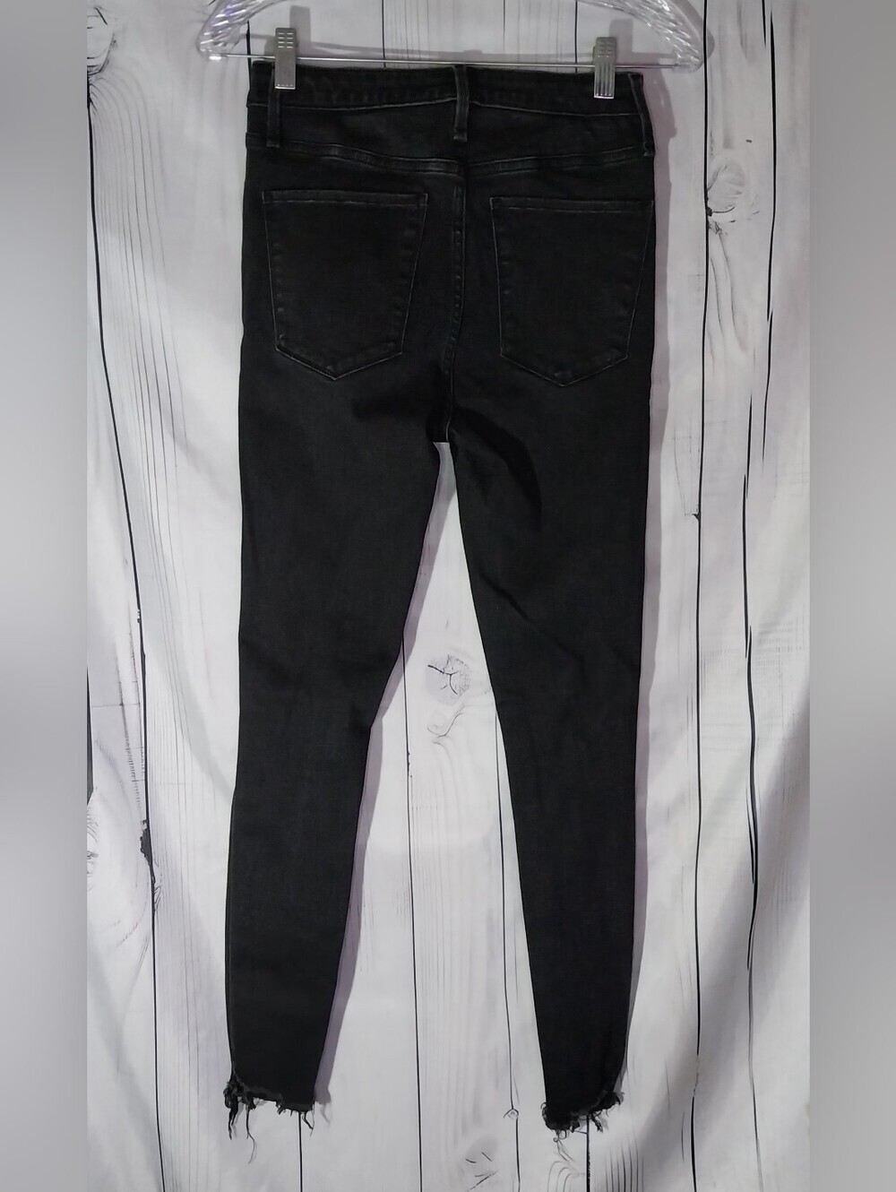 Abercrombie & Fitch High-Waist Black Skinny Distressed Raw Hem Ankle Edgy Jeans - Picture 2 of 10